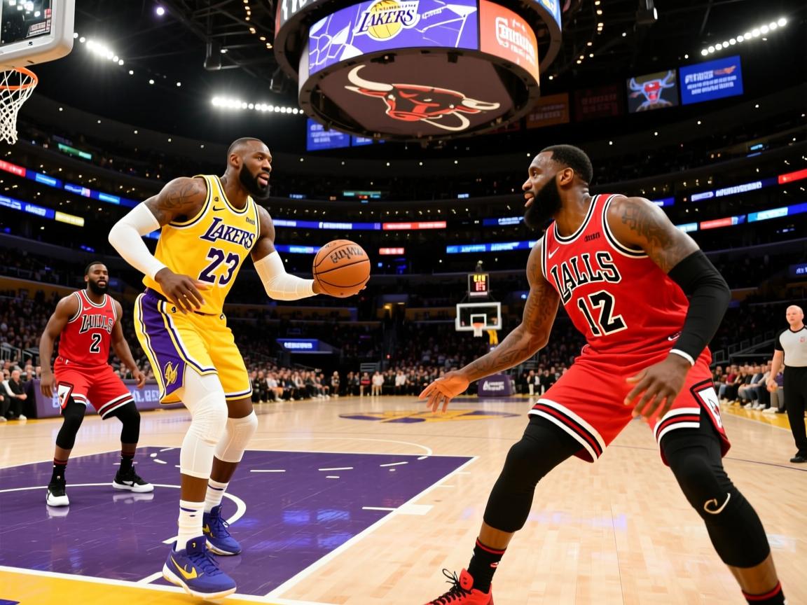 湖人队在客场战胜公牛队