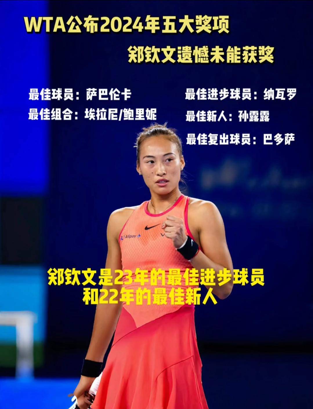 包含WTA最新排名：鲍里妮反超郑钦文位列第四的词条