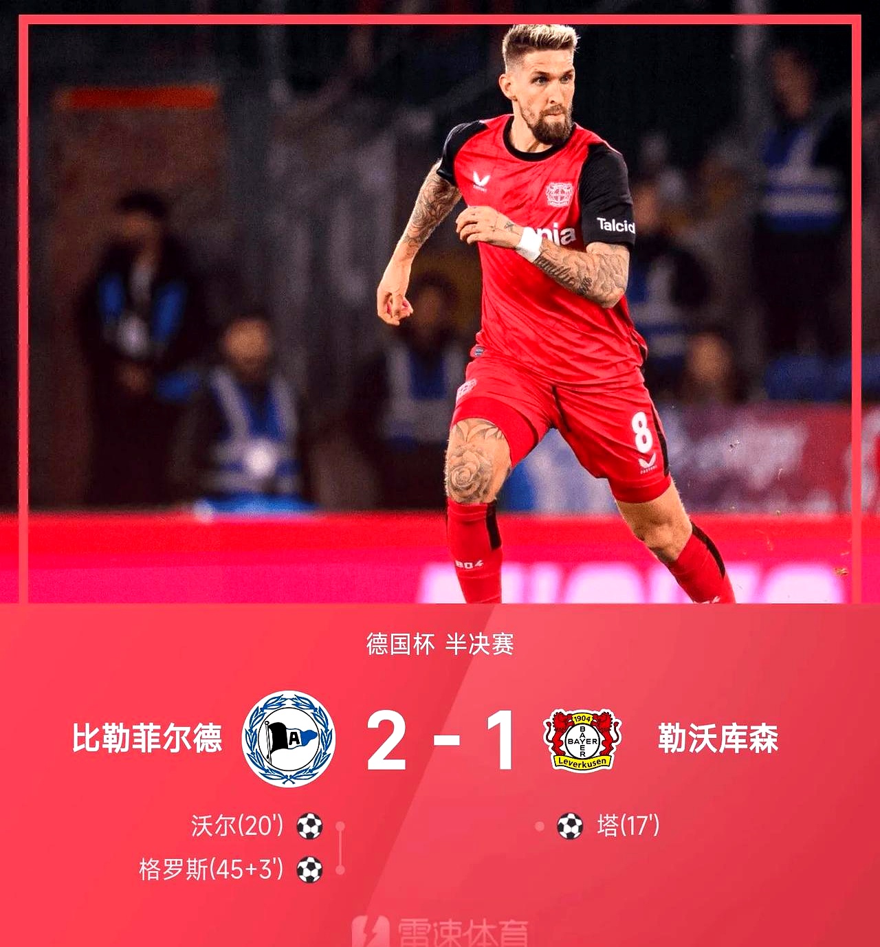 比勒菲尔德后卫表现出色，助球队成功保持球门不失